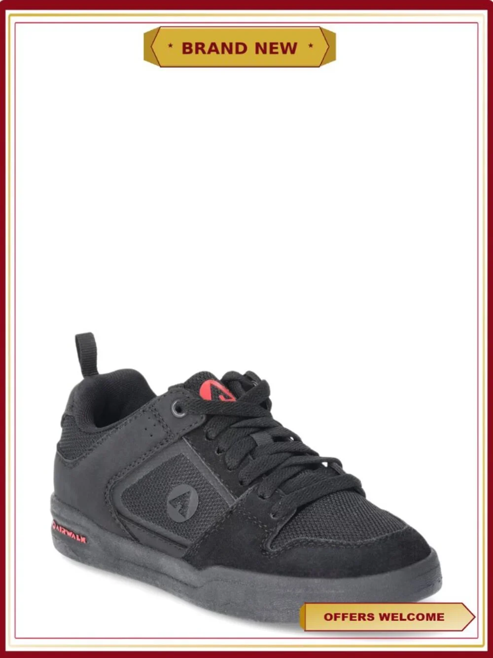 Airwalk Boys Sneakers Size 13 Skate Style Lace Up Mesh Faux Suede